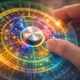 A hand gently adjusting a glowing circular dial representing the ability to increase or decrease intuitive sensitivity.