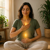 Reiki practitioner meditating and feeling healing energy through the body while learning to channel Reiki rather than mentally force the experience.